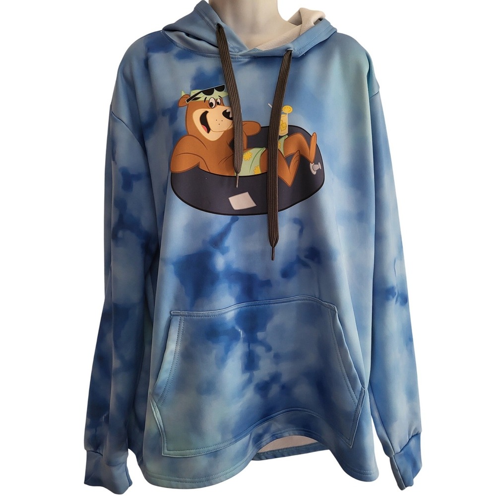 Yogi Bear Hoodie Pullover Long Sleeve Relaxed Fit Graphic‎ Sweatshirt Adult L